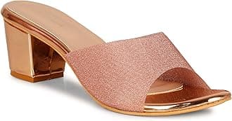 Smart & Sleek Women's Sequins Block Heels Fashion Sandals for Women & Girls latest Collection & stylish Comfortable-AB34
