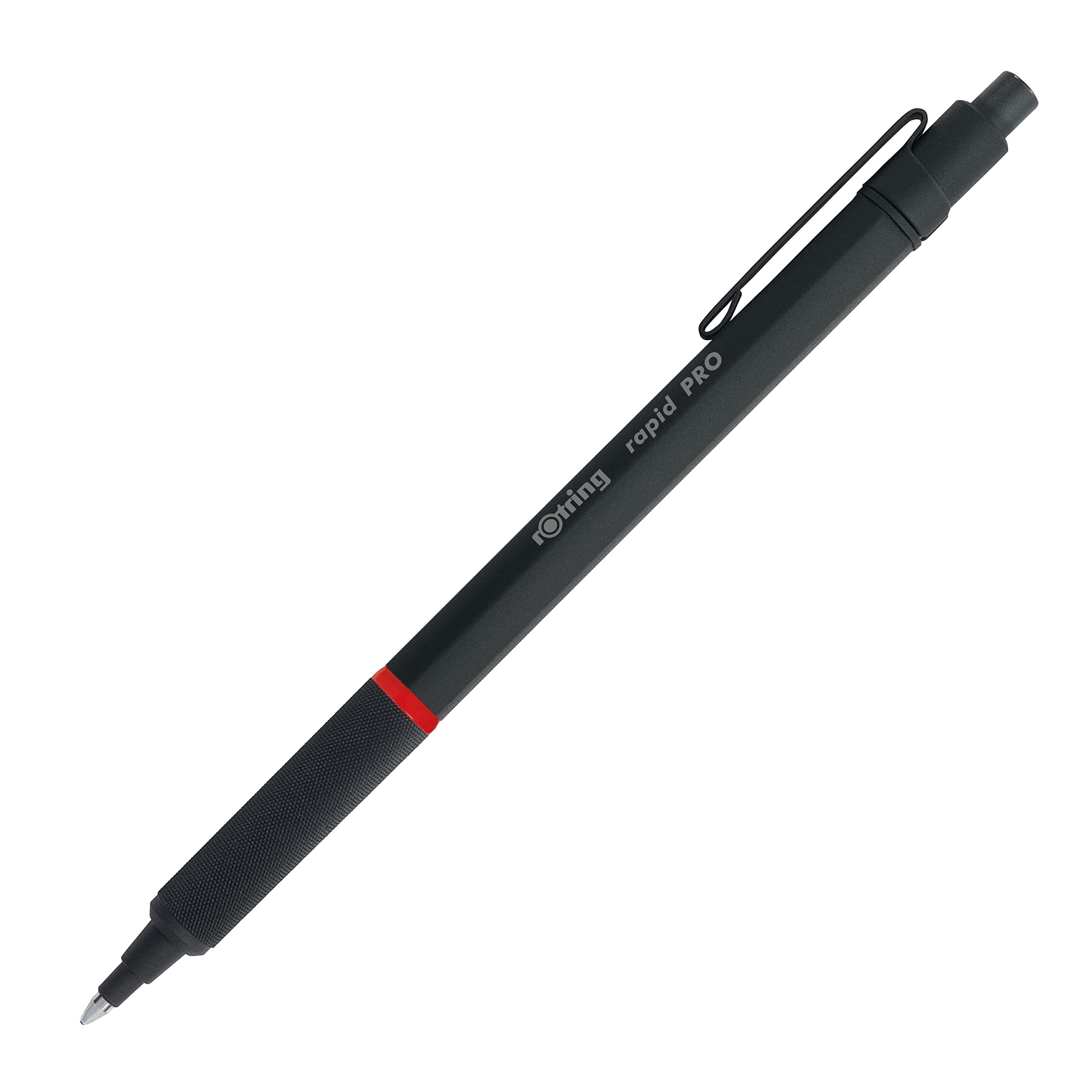 Rapid Pro Retractable Ballpoint Technical Drawing Pen Medium Point Blue Ink Black Full-Metal Body