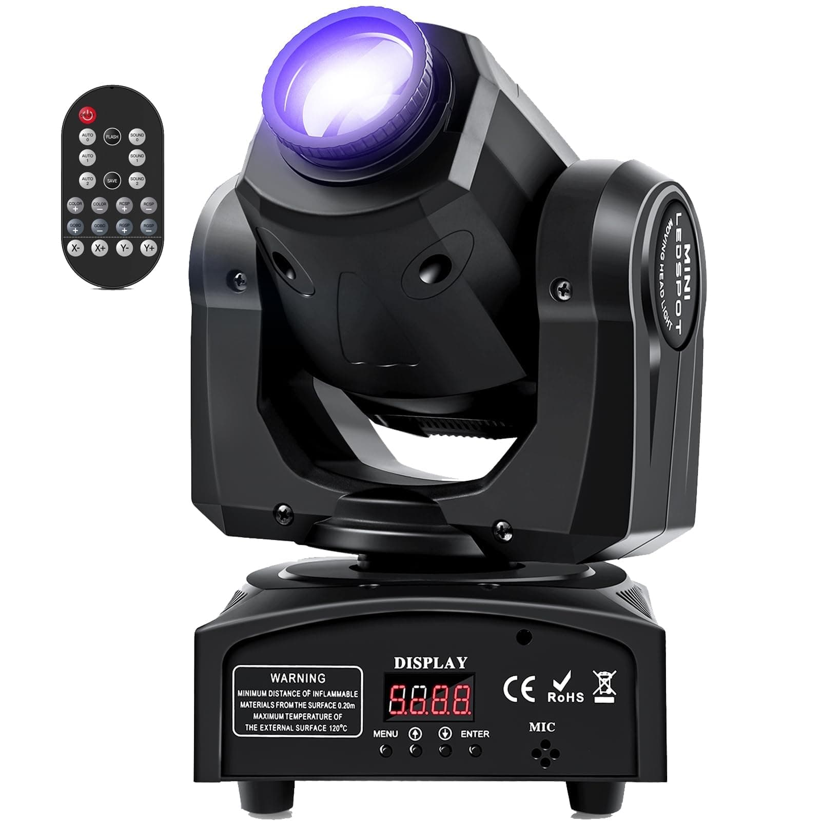 60W LED Moving Head Light Stage Lights with Remote Control 8 GOBO 8 Colors Spotlight by DMX Controlled 11 Channel with Sound Activated for Disco Club Party Stage Lighting Shows