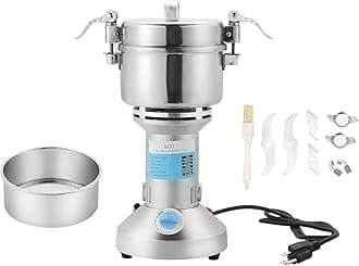 FLKQC High Speed 600g Electric Grain Mill Machine Spice Herb Grinder 2400W 60-350 Mesh 35000RPM Stainless Steel Commercial Grade for Kitchen Herb Spice Pepper Coffee (600g)