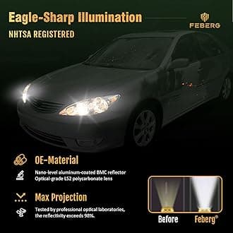 FEBERG [OE Style Anti-Yellowing Headlights Assemblies for 2005-2006 Camry, Chrome Housing Headlamp compatible with 05 06 Camry