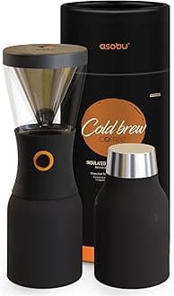 Coldbrew Portable Cold Brew Coffee Maker With a Vacuum Insulated 40oz Stainless Steel 18/8 Carafe Bpa Free (Black)