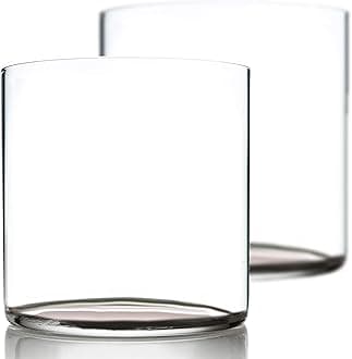"Bare Ultra Thin Cocktail Glasses 12-ounce Double Old Fashioned Whiskey Glasses - Bar Set for use as Mixed Drinking Cup - Bourbon Tumblers, or Minimalist H20 Water Drinking Glass - (2)