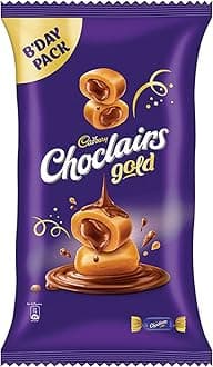 Cadbury Caramel Choclairs Gold Birthday Pack (110 Candies), 605 Gm