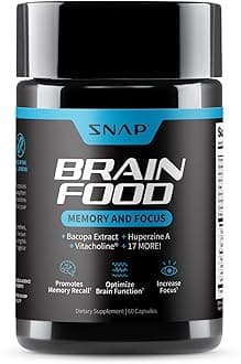 Snap Nootropics Brain Booster Supplement for Memory and Focus, Improve Brain Focus, Clarity & Memory Supplements for Seniors & Adults + Energy & Mood Booster-Bacopa Extract, Ginkgo Biloba, 60 Capsules