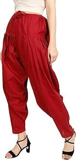 Prabha creations Women's Loose fit Cotton semi Patiyala Salwar White