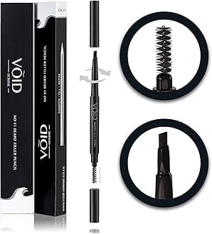 VOID Homme Beard Filler Pencil (Black) - Sweat & Waterproof, Smudge-proof, Cover Patches Instantly & Get Natural Beard Fullness