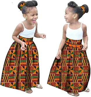XIAOHUAGUA Little Girl’s African Wax Print Skirts Bohemian Ankara High Waist ...