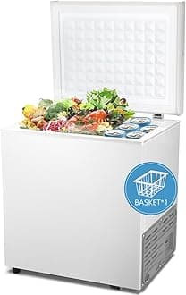 R.W.FLAME Chest Freezer 1.8 Cubic Feet, Small Mini Deep Freezer, Adjustable Temperature, Energy Saving, Top Open Door Deep Freezer, White