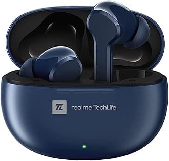 Realme TechLife Buds T100 Bluetooth Earbuds, IPX5 Water Resistance, Blue