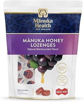 Manuka Honey Lozenges, Natural Blackcurrant, MGO 400+, 58 Lozenges