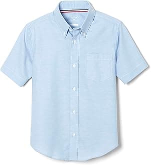 Boys' Short Sleeve Oxford Dress Shirt (Standard & Husky), Light Blue, 8
