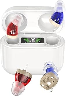 – Rechargeable In-Ear Digital Sound Enhancers - Discreet, Lightweight Audio Amplification Devices with Noise Reduction, Power Display, and Long Battery Life (Pair)