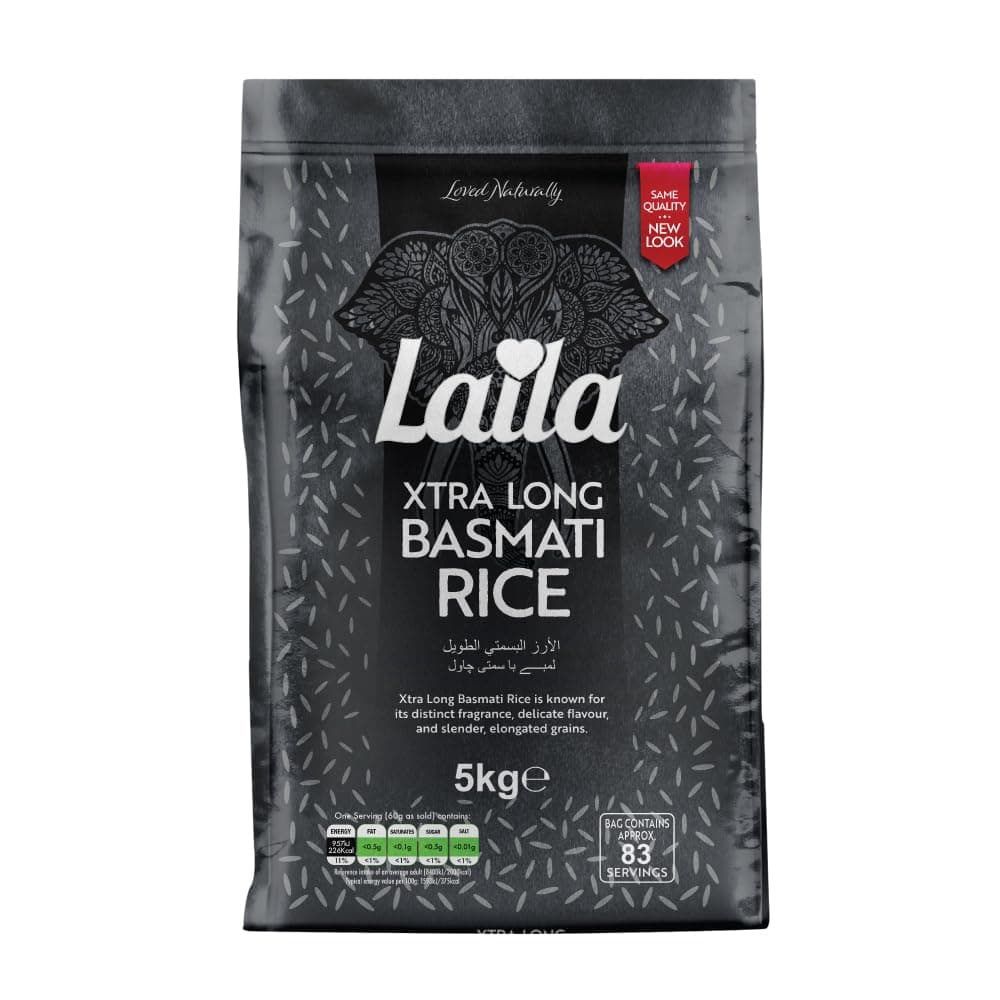 Extra Long Grain Rice 5 Kg - 100 % Gluten Free - Extra Long Grain White Basmati Rice with Aroma Fragrant, Package May Vary