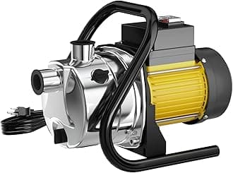 Water Transfer Pump Shallow Well Pump 1.6HP 1800GPH Stainless Steel Pressure Booster Pump for Pool Draining Farm Irrigation Lake Removal Lawn Sprinkler System