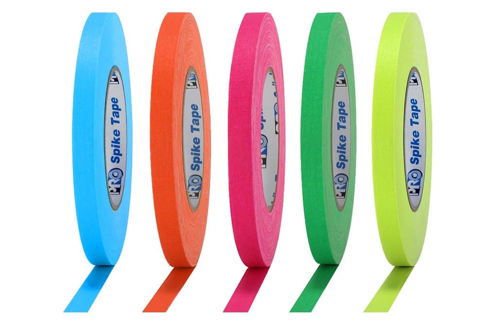 Tapes Pro Spike Stack Tape 1/2" x 45yds Multicolor Neon High Visibility Fluorescent Gaffers Tape for Stage, Film, Safety & Event Marking, 5 Pack Neon Colors: Pink, Green, Orange, Blue, Yellow