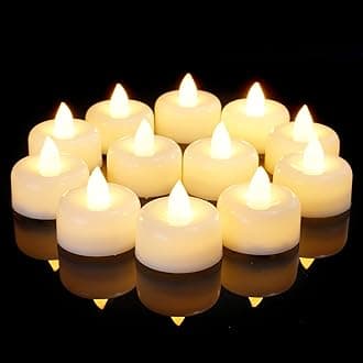 Amagic24Pack Flameless LED Tea Lights Candles Battery Operated, Electric Fake Tealight Candles for Votive, Halloween, Christmas, Home Decor, Wedding, Table Decor (24Pack)