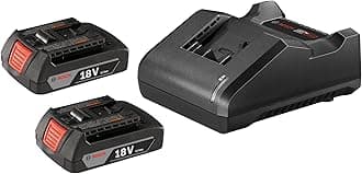 BOSCH GXS18V-23B21 Starter Kit with (2) 18V 1.5 Ah Slimpack Batteries and (1) 18V Standard Battery Charger