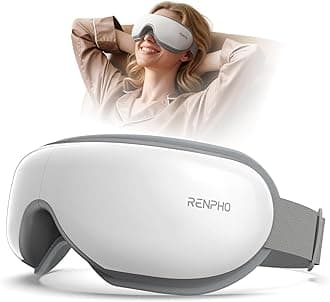 RENPHO Eye Massager with Heat, Bluetooth Music Rechargeable Eye Heat Massager for Relax and Reduce Eye Strain Dark Circles Eye Bags Dry Eye Improve Sleep, Ideal Valentine's Day Gifts