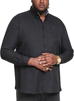 Men's Plus Size Richard Basic Oxford Long Sleeve Shirt in 5 Colours 2XL to 6XL