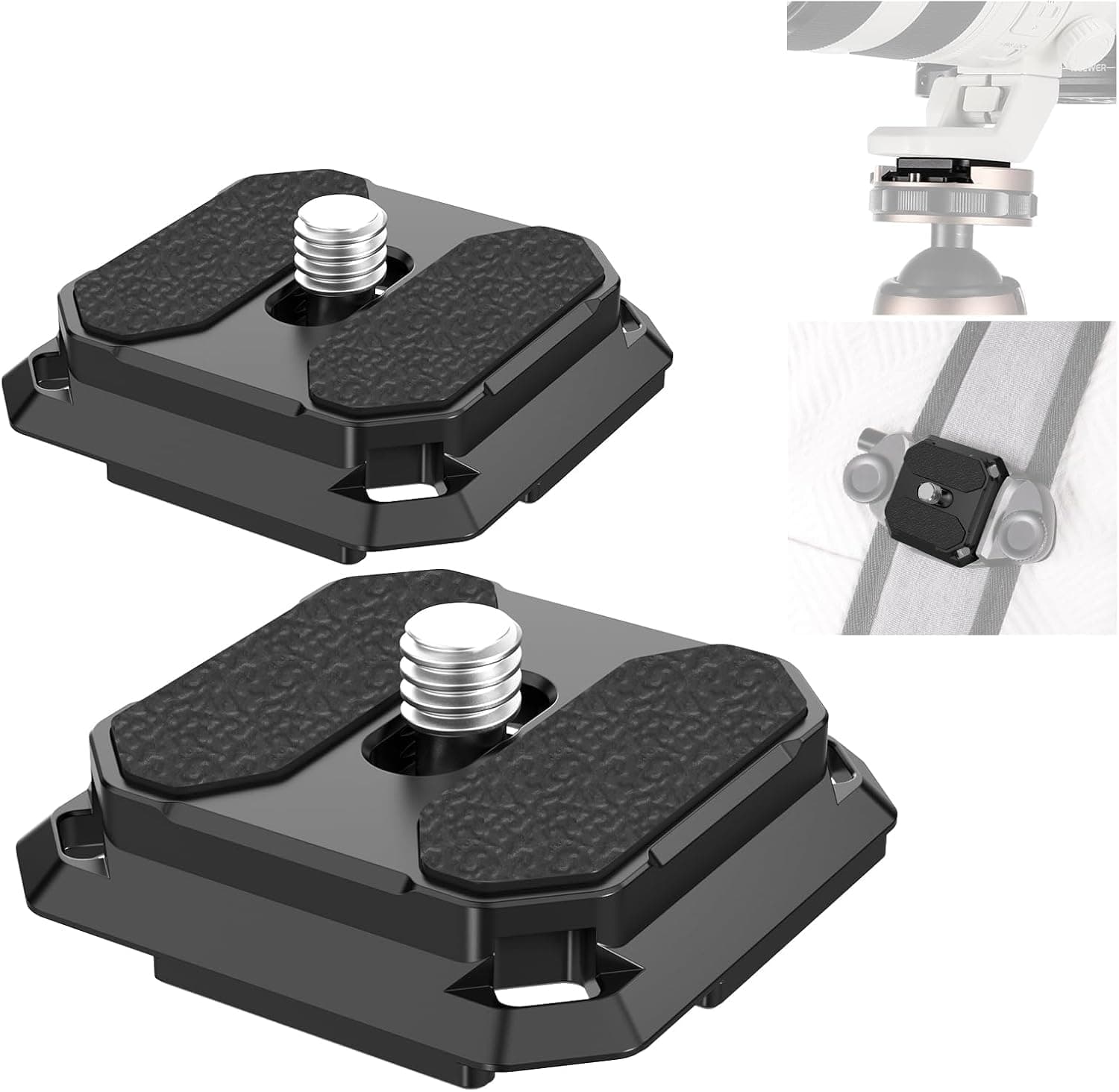 Quick Release Plate 38mm Square Arca Type QR Camera Mount Plate for Camera Strap Clip, Tripod Head to Shoulder Strap Quick Switch with 4 Safety Pins, QPR-5