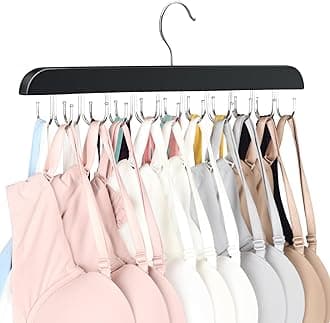 Resovo Bra Hanger for Closet, Tank Top Hanger 20 Hooks Capacity Foldable Wood Space Saving Hanger Closet Organizers and Storage for Dorm & Apartment for Tank Top, Bra, Scarf etc., Black