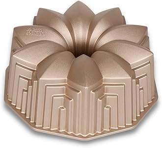 Baker's SecretNonstick for Fluted Cake Pan, Heavy Duty Die Cast Aluminum Perfect for Fluted Cake, Pan Aluminum, 2 Layers Non-stick Coating For Easy Release - Cast Aluminum Collection (Deco)