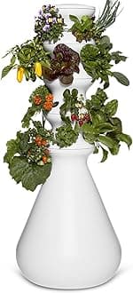 - Farmstand Starter Kit + 24 Seedling Credit | Medium Hydroponic Growing System Kit | Self-Watering Outdoor Vertical Garden Planter Tower | 4ft 10in | Made in USA