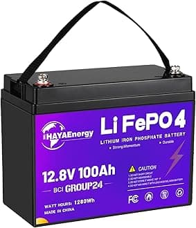 12V 50Ah 100Ah 200Ah Lithium Battery, Rechargeable LiFePO4 Battery with Built-in 100A BMS Board, 5000+ Deep Cycles, Perfect for RV, Solar System, Camper, Fishing Boat (12100-group 24)