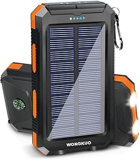 WONGKUO Solar Charger Power Bank - 𝟮𝟬𝟮𝟰 𝙐𝙥𝙜𝙧𝙖𝙙𝙚 36800mAh Solar Phone Charger, QC3.0 Fast Charger with LED Flashlight, IP65 Waterproof Portable Power Bank for Outdoor Activities