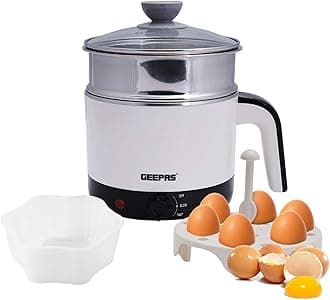 Gk38026 1000W Multifunctional 1.7 L Double Layer Kettle - 3-In-1 Cordless Kettle, Steamer And Egg Boiler - Boil Dry Protection, 2 Speed Heating - Ideal For Steaming Vegetables Boiling Eggs