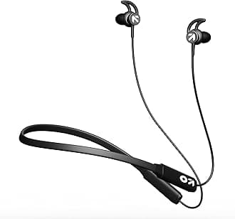 GOBOULT Audio FXCharge Bluetooth Earphone with 32H Playtime, Dual Pairing Neckband, Zen™ ENC Mic, Type-C Fast Charging (5Mins=7.5Hrs), Biggest 14.2mm Bass Driver IPX5 Premium Silicone Neck band(Black)