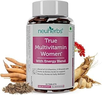 Neuherbs Multi Vitamin Women - 30 Tablets | True Multivitamin Women Supplement With Vitamin C, Vitamin B, Vitamin D, Iron & Magnesium | Boost Energy, Strengthen Bones, Nourish Hair & Overall Health