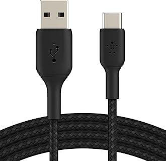 Belkin USB-C to USB-A Braided 3.3 Feet (1 Meter) Fast charging Type C Cable, for iPhone 15 Series and other USB-C Devices, Tough and Durable, 15W PD, USB-IF Certified - Black