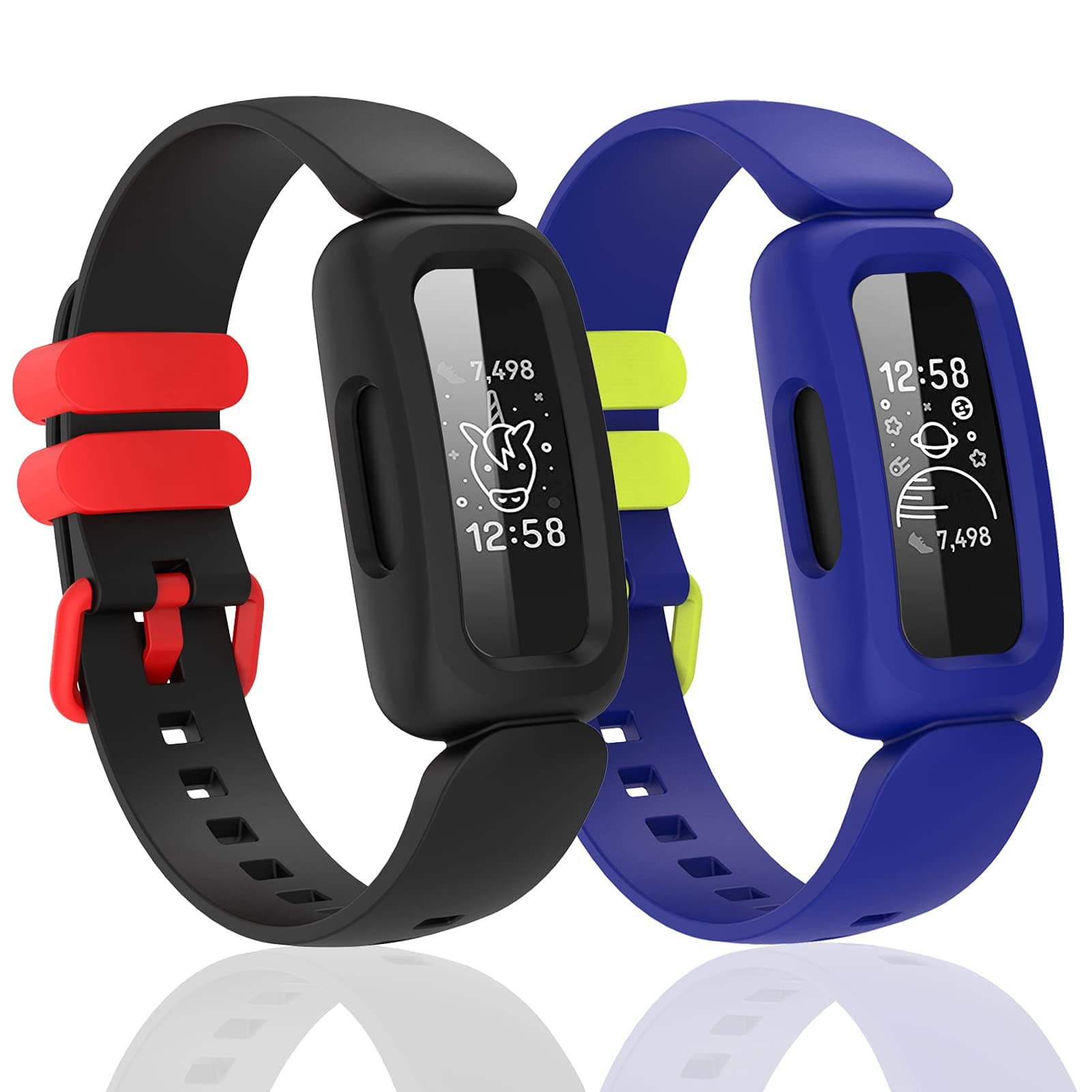 Compatible with Fitbit Ace 3 Silicone Bands (Black Blue)