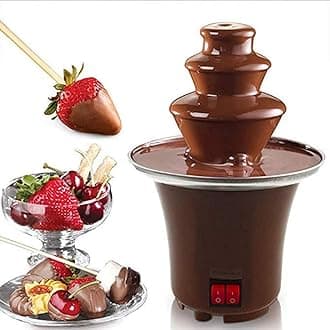SHOPZILLA Chocolate Fountain Machine Electirc Chocolate Fondue Set 3 Tier Stainless Steel Fondue Heat & Motor Controls for Party Wedding,Brown