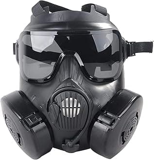 M50 Airsoft Protective Gas Mask Full Face Eye Protection Dummy Game Mask Skull with 2 Filter, Adjustable Strap for Tactical BB Gun Outdoor Sport CS Cosplay Halloween Masquerade Costume Movie Shooting