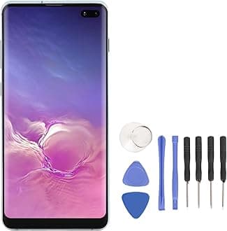 for S10 Plus Screen Replacement LCD, OLED Display Digitizer Assembly with Frame, Fingerprint & Repair Tool, for S10 Plus SM N975, 6.4 Inch (Green)