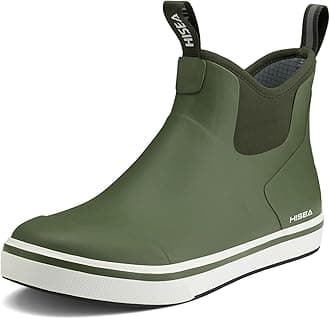HISEA Men's Deck Boots Saltwater Fishing Booties Waterproof Ankle Rain Boots High Traction