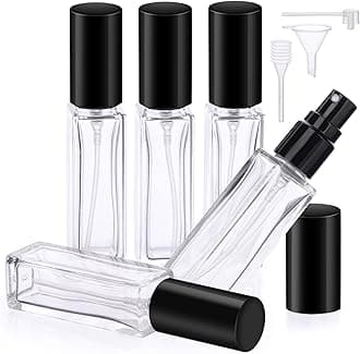Segbeauty Mini Perfume Spray Bottles, 5 Set of 10ML Clear Glass Travel Perfume Atomizer Refillable, Empty Tiny Sprayer Fragrance Scent Sample Spray Containers Cosmetics Essential Oil Dispensing Bottle