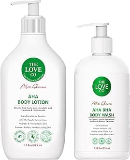 THE LOVE CO. 10% AHA & 2% BHA Body Wash + Body Lotion Pack of 2 | Enriched with Niacinamide & Grapefruit | Targets Acne, Dark Spots & Rough Skin | Sulphate-Free, Unisex