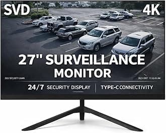 SVD 27" 4K UHD Security Monitor IPS HDR, HDMI 2.1+DP 1.4+Type-C 65W, Adaptive Sync, 3D Comb Filter, 60Hz 5ms 178°, Built-in Speakers, for CCTV DVR NVR