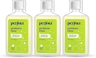 Perfora Lemon Mint Mouth Wash | Mouth Freshener with Probiotics, Hyaluronic Acid, & Vitamin C | No Artificial Flavors & Colors | Alcohol Free | Suitable for Men, Women, Children | Pack of 3 (200ml)
