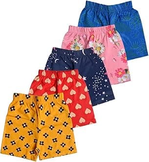 T2FGirls Cotton Printed Shorts(Pack of 5)