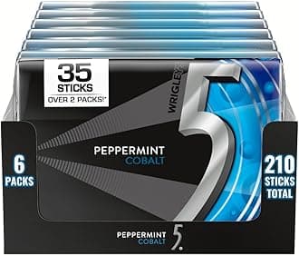 Wrigleys 5 Gum Cobalt Peppermint Flavoured Sugar Free Chewing Gum 35 Stick Pack Box of 6 Packs