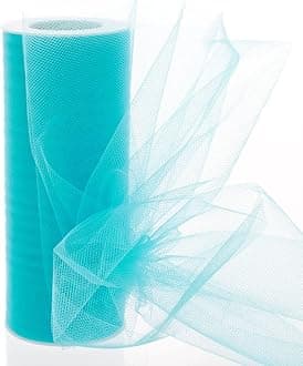 6" Tulle Fabric Roll Premium Craft mesh for Wedding Decorations Party Favors Gift Wrapping Bows Tutus Floral Arrangements Chair Sashes and DIY Projects Soft Sheer Netting (Turquoise, 25 Yards)