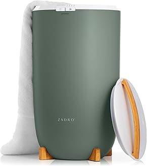 Zadro Large Hot Towel Warmer Bucket Timer Electric Towel Warmer for Bathroom Auto-Shut Off Heated Towel Warmer Spa (Large | 20L | 12" Dia. x 21" Tall, Bamboo/Dark Green)
