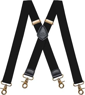 DresimeMens Braces for Trousers with Strong 4 Hook-Clips, Vintage Suspenders Braces for Men & Women Heavy Duty Elastic Adjustable X Shape