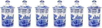 Spode 1389542 Blue Italian Spice Jar, Set of 6