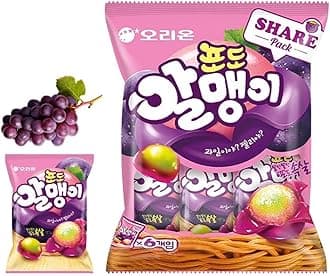 Korean Fruit Jelly Candy – Assorted Chewy Gummy Snacks – 5 Fruity Flavors (Grape, Plum, Lychee, Kiwi, Mango) – Individually Wrapped – Perfect for Kids & Adults – 알맹이젤리 (Grape–1.26oz(36g) × 6pack)
